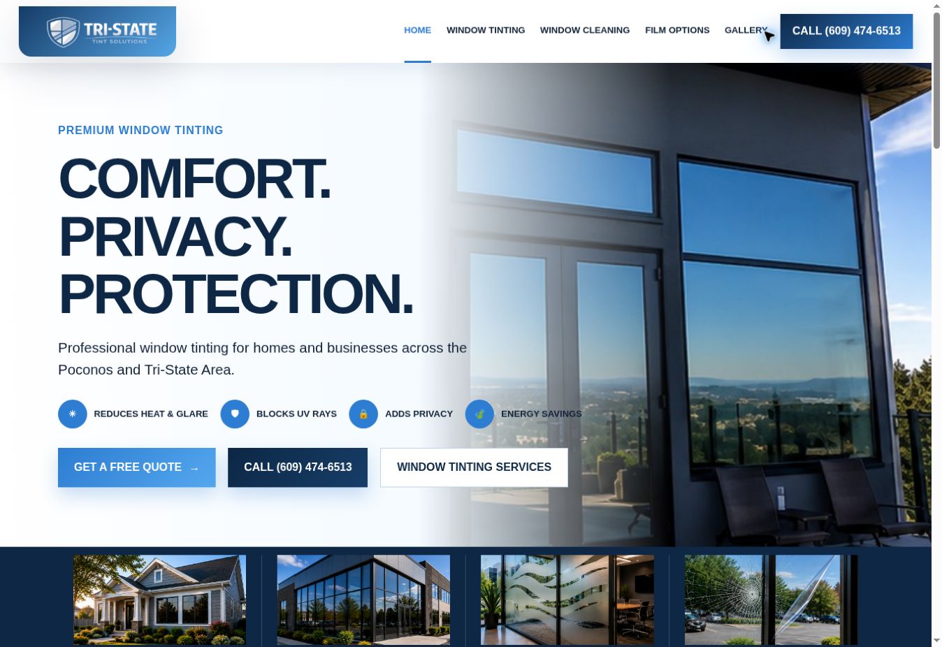 Screenshot of the Tri-State Tint Solutions website